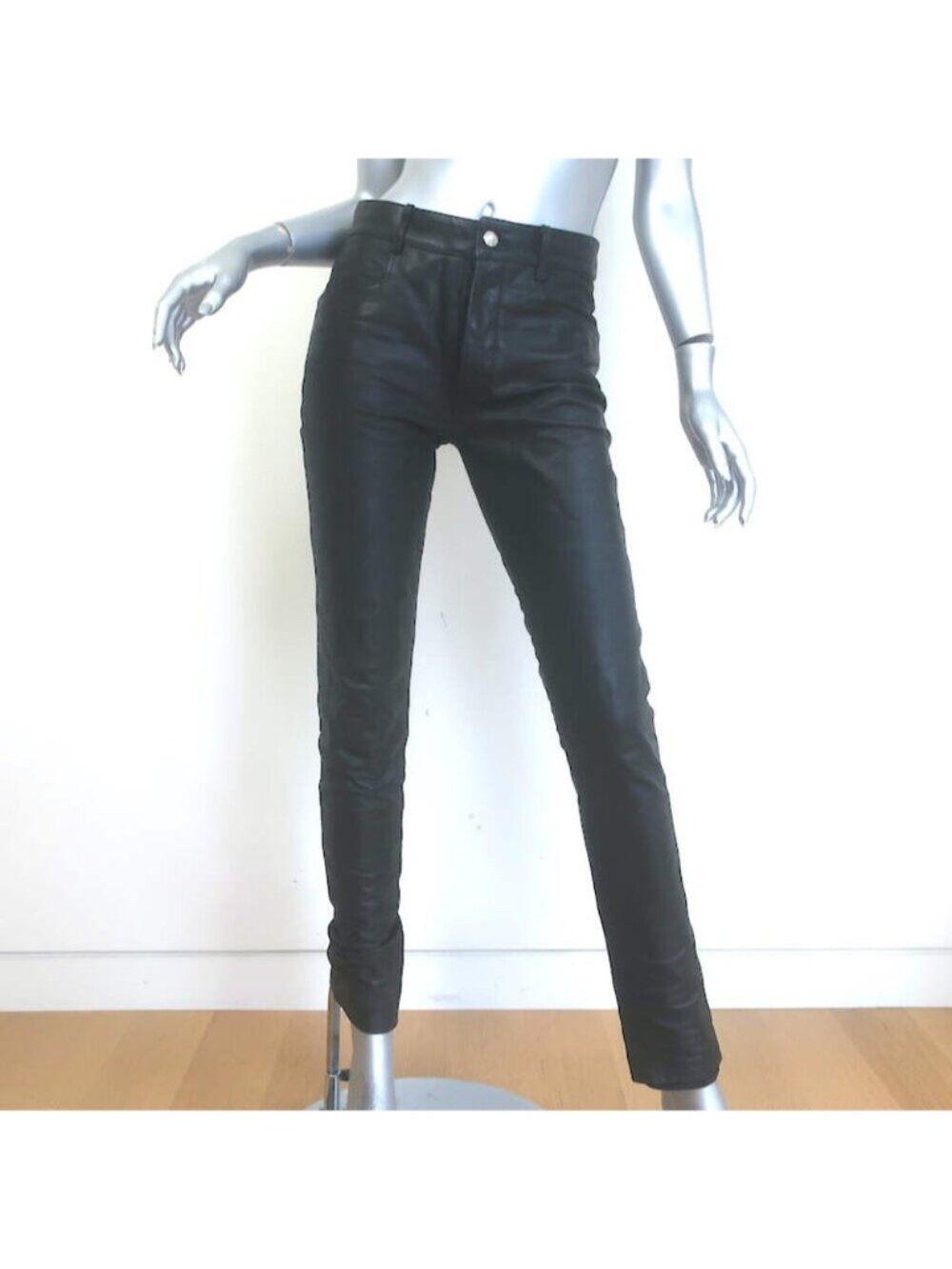 Rick Owens Fogachine Tyrone Leather Skinny Pants Black Size US 4